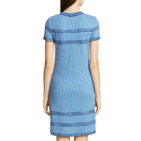 ST. John Engineered Coastal Texture Tweed Knit Dress Blue Size 10 - Picture 2 of 15